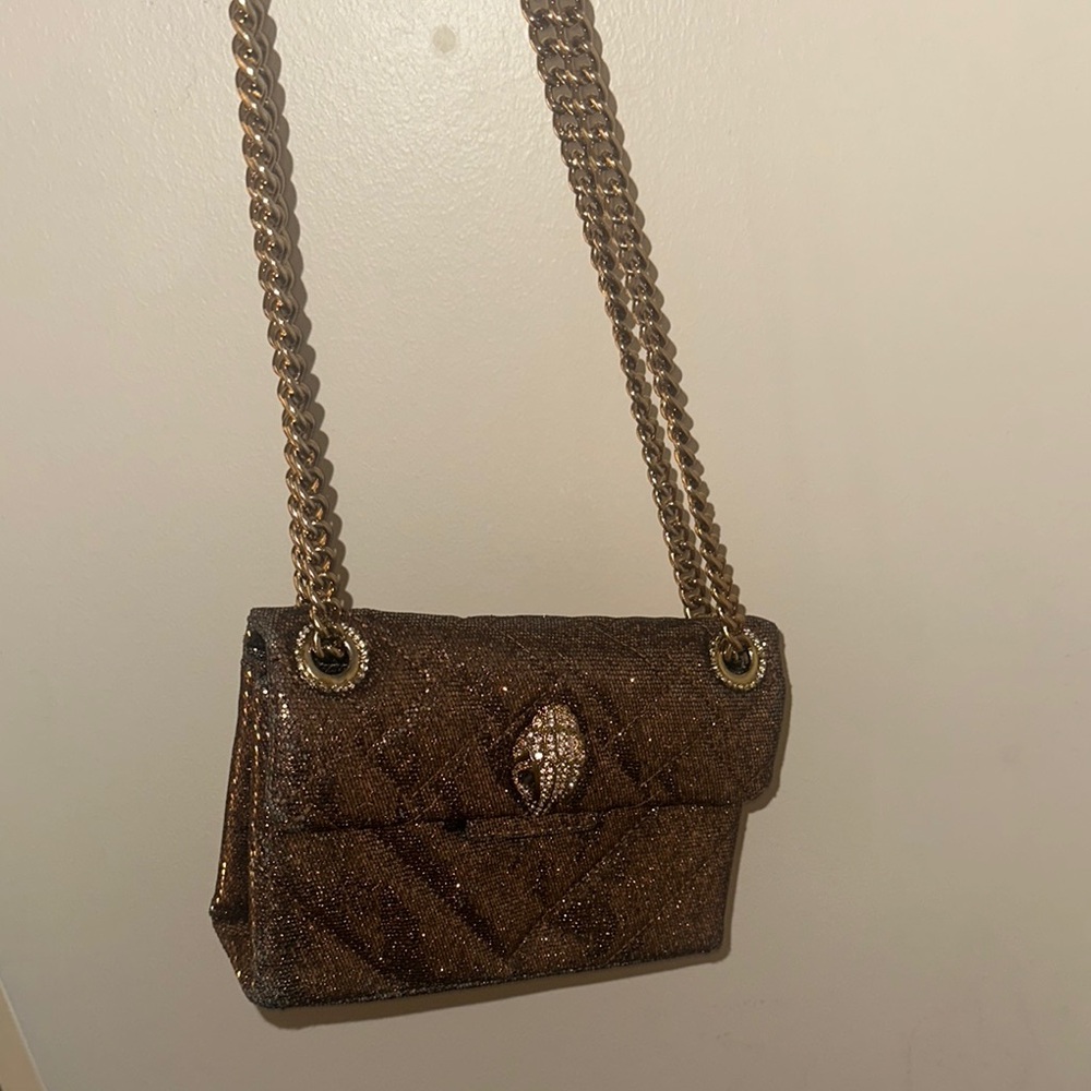Kurt Geiger Chic Brown Quilted Shoulder Bag with Chain Strap